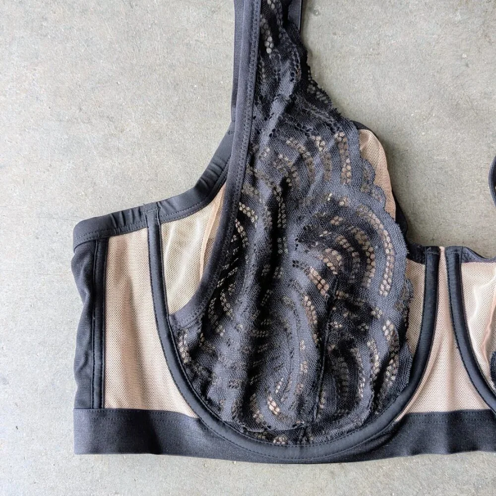 Thirdlove Deco Lace Unlined Bra in Black size 40E
